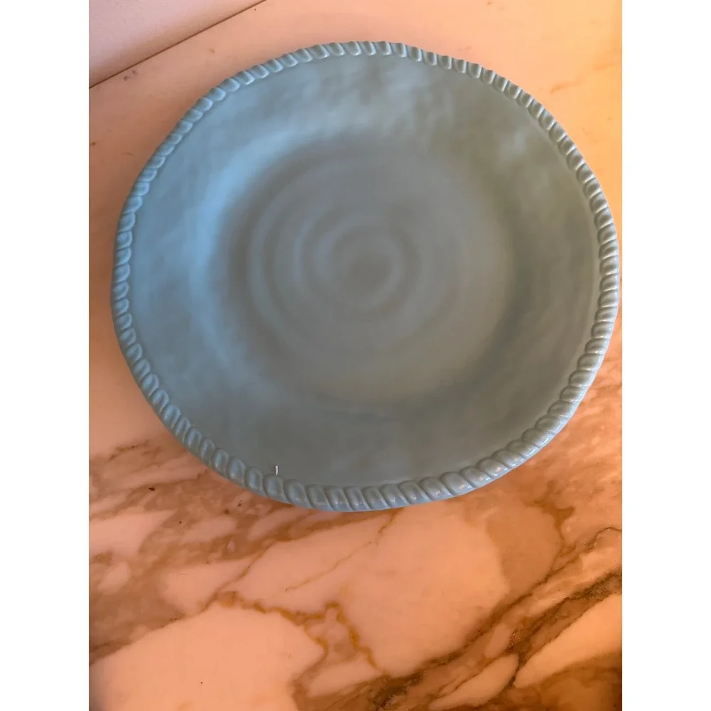 Tommy Bahama Set of 3 Melamine Plates Rope Trim Blue‎ Beach Outdoor Dining